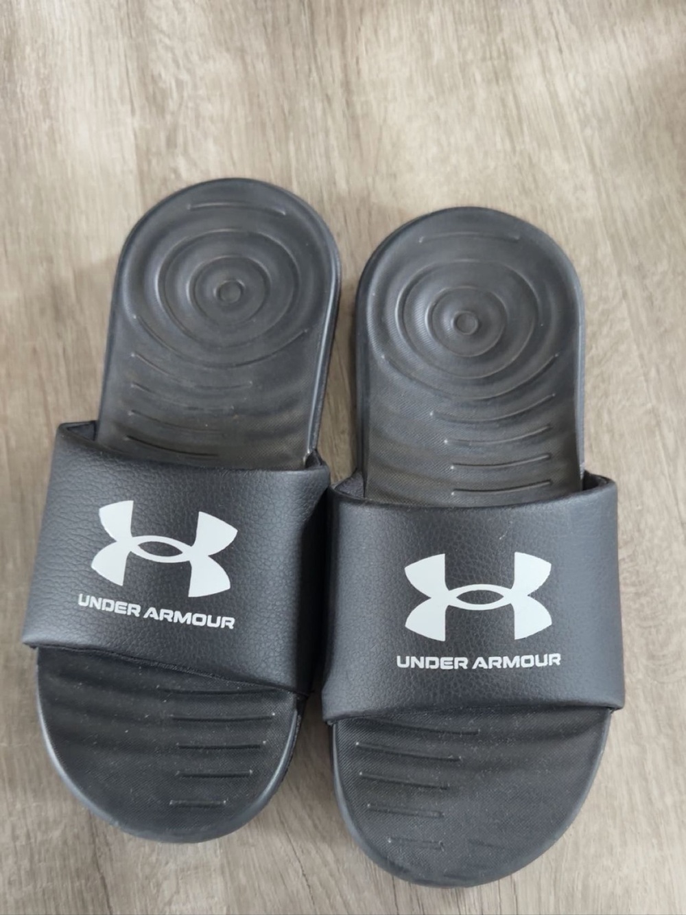 Under Armour Girls Black Slide Sandals with White Logo